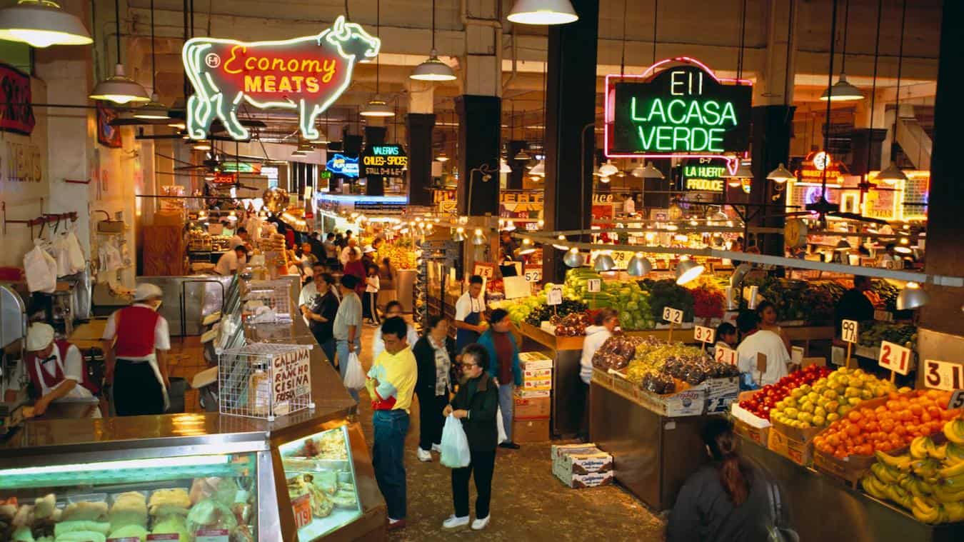 a vast food market grand central market in downtown la arts district hill street modern art los angeles central library grand avenue only artist founded museum last bookstore