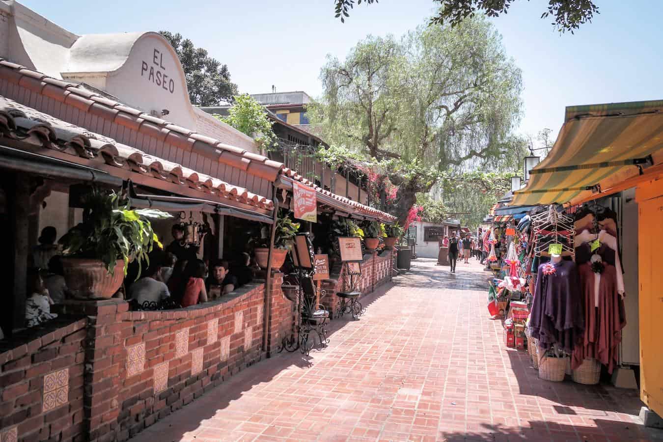 an old Mexican styled street Olvera street in downtown la los angeles museums la live food stand blade runner mark taper forum big city few hours free tour la phil los angeles
